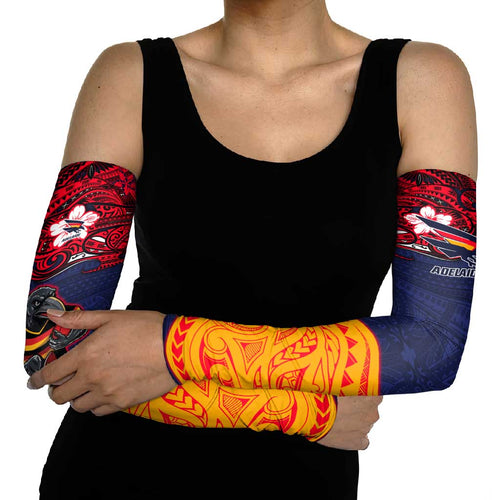 Adelaide Crow Mascot Arm Sleeves Polynesian Tribal Pattern Bold Island Style