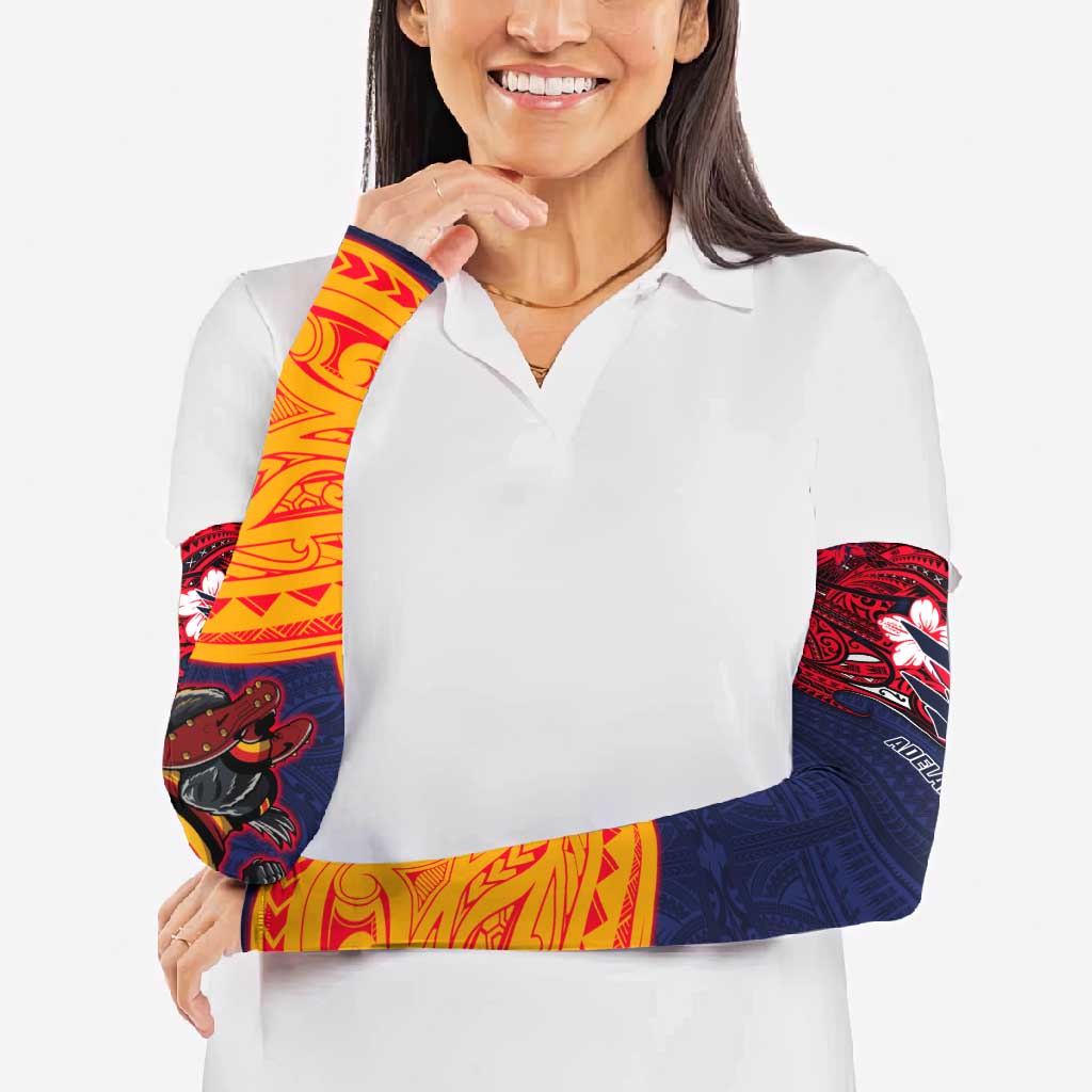 Adelaide Crow Mascot Arm Sleeves Polynesian Tribal Pattern Bold Island Style