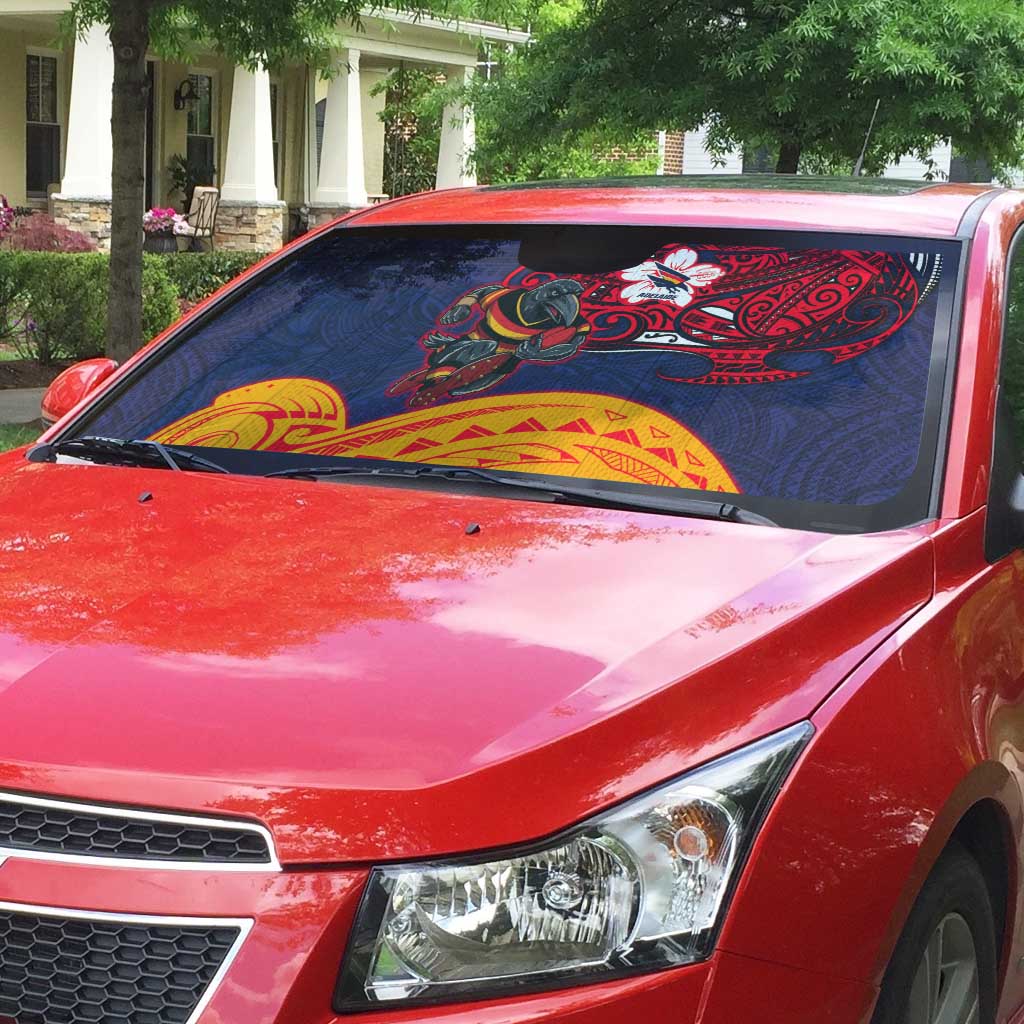Adelaide Crow Mascot Auto Sun Shade Polynesian Tribal Pattern Bold Island Style