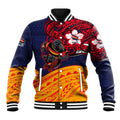 Adelaide Crow Mascot Baseball Jacket Polynesian Tribal Pattern Bold Island Style