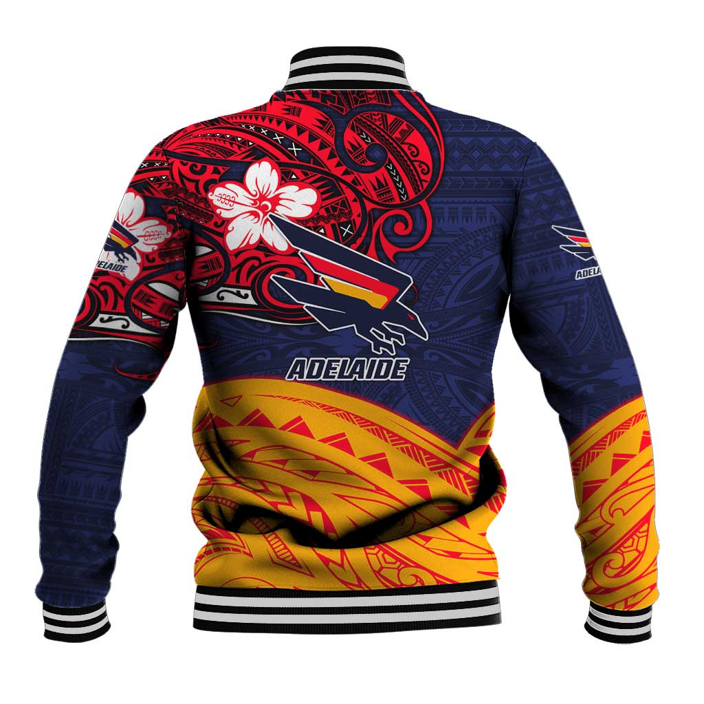 Adelaide Crow Mascot Baseball Jacket Polynesian Tribal Pattern Bold Island Style