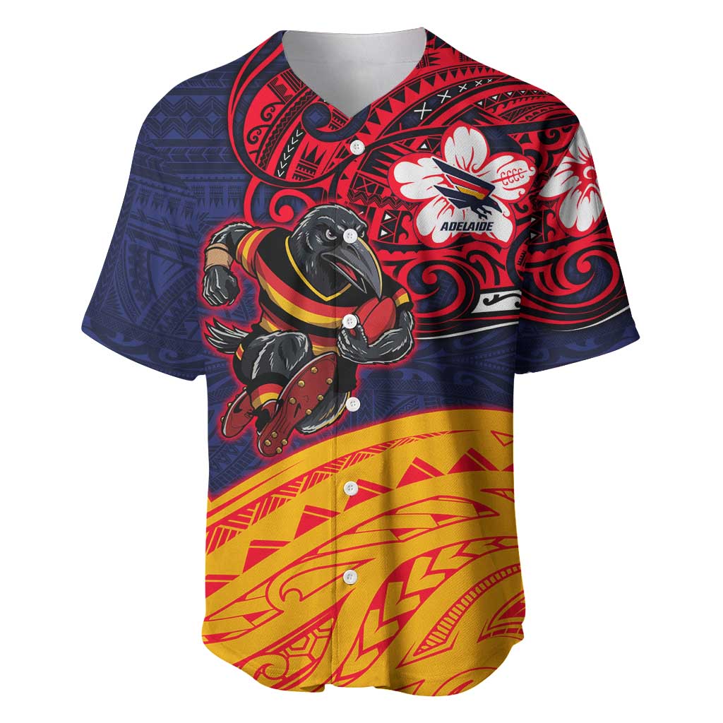 Adelaide Crow Mascot Baseball Jersey Polynesian Tribal Pattern Bold Island Style