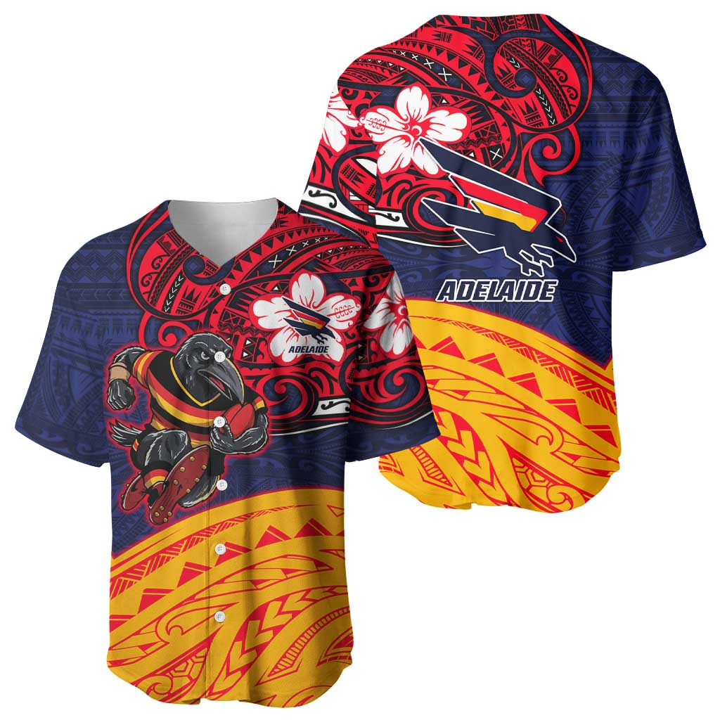 Adelaide Crow Mascot Baseball Jersey Polynesian Tribal Pattern Bold Island Style