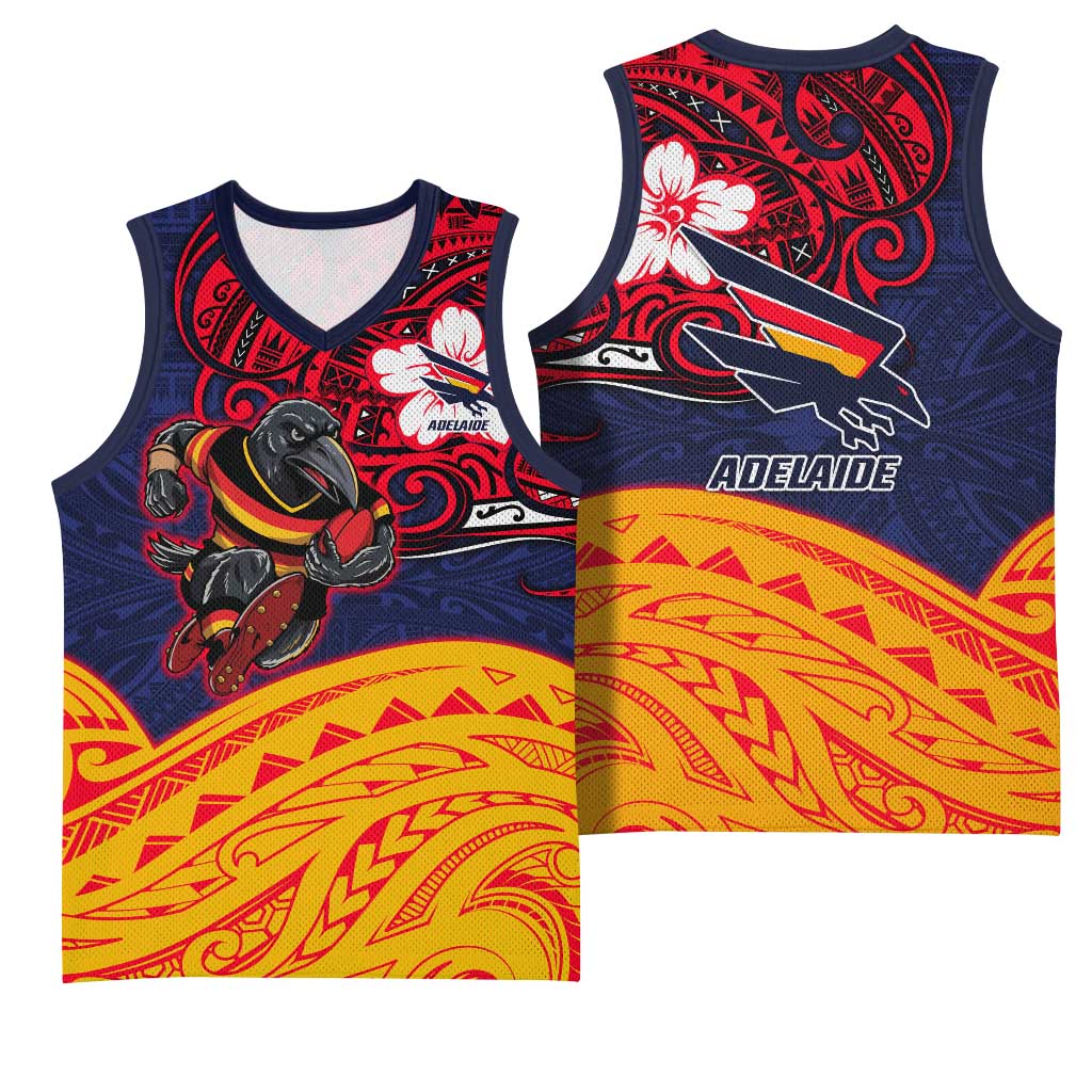 Adelaide Crow Mascot Basketball Jersey Polynesian Tribal Pattern Bold Island Style