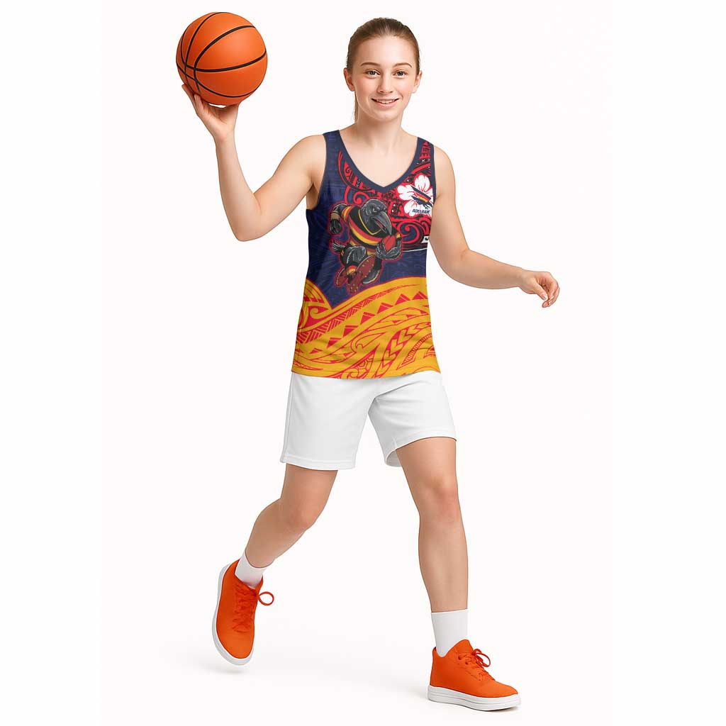 Adelaide Crow Mascot Basketball Jersey Polynesian Tribal Pattern Bold Island Style