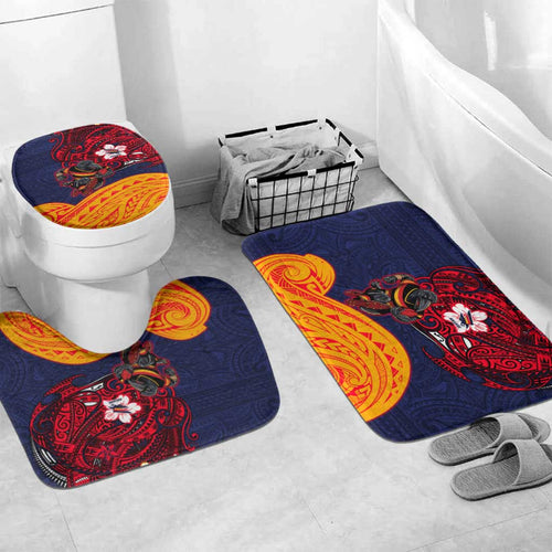 Adelaide Crow Mascot Bathroom Set Polynesian Tribal Pattern Bold Island Style