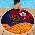 Adelaide Crow Mascot Beach Blanket Polynesian Tribal Pattern Bold Island Style