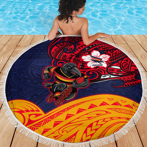 Adelaide Crow Mascot Beach Blanket Polynesian Tribal Pattern Bold Island Style