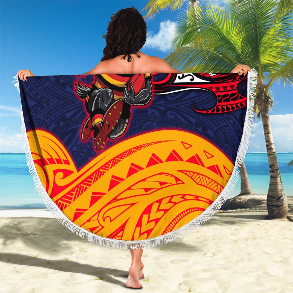 Adelaide Crow Mascot Beach Blanket Polynesian Tribal Pattern Bold Island Style
