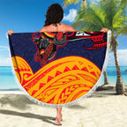 Adelaide Crow Mascot Beach Blanket Polynesian Tribal Pattern Bold Island Style
