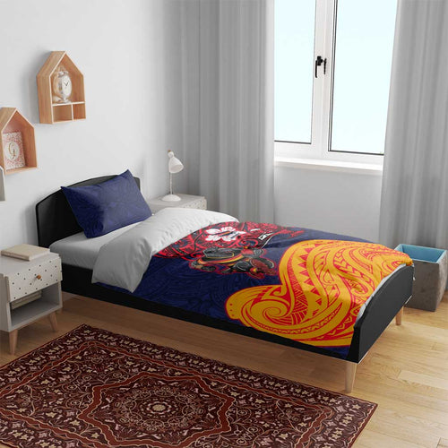 Adelaide Crow Mascot Bedding Set Polynesian Tribal Pattern Bold Island Style