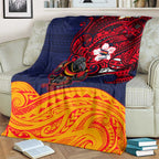 Adelaide Crow Mascot Blanket Polynesian Tribal Pattern Bold Island Style