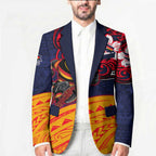 Adelaide Crow Mascot Blazer Polynesian Tribal Pattern Bold Island Style