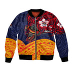 Adelaide Crow Mascot Bomber Jacket Polynesian Tribal Pattern Bold Island Style