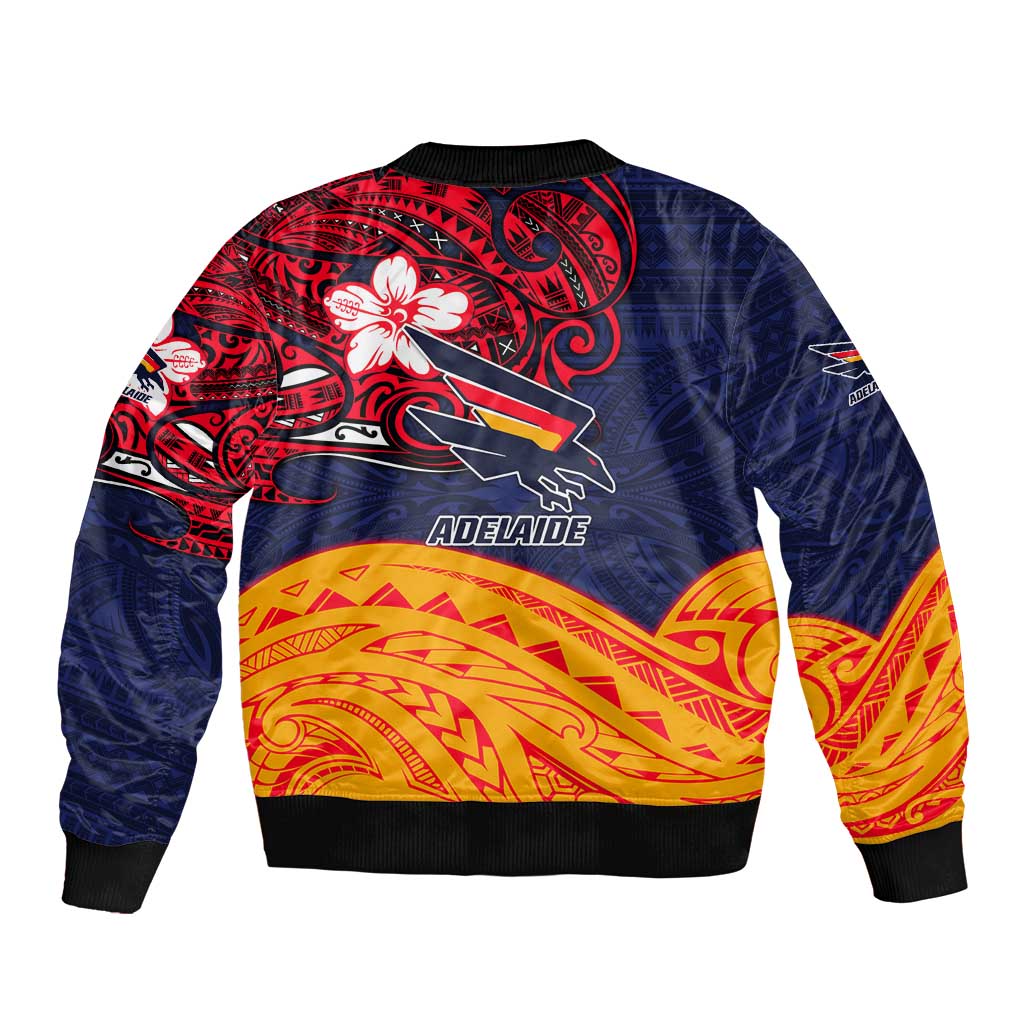 Adelaide Crow Mascot Bomber Jacket Polynesian Tribal Pattern Bold Island Style