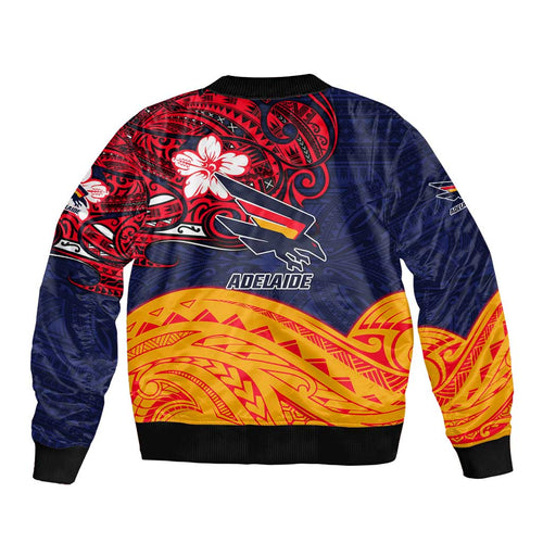 Adelaide Crow Mascot Bomber Jacket Polynesian Tribal Pattern Bold Island Style