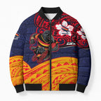 Adelaide Crow Mascot Bomber Puffer Jacket Polynesian Tribal Pattern Bold Island Style