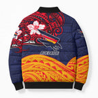 Adelaide Crow Mascot Bomber Puffer Jacket Polynesian Tribal Pattern Bold Island Style