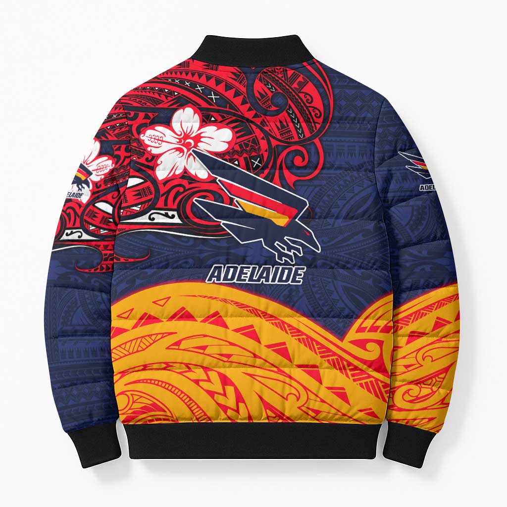 Adelaide Crow Mascot Bomber Puffer Jacket Polynesian Tribal Pattern Bold Island Style