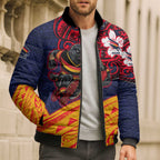 Adelaide Crow Mascot Bomber Puffer Jacket Polynesian Tribal Pattern Bold Island Style