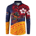 Adelaide Crow Mascot Button Sweatshirt Polynesian Tribal Pattern Bold Island Style