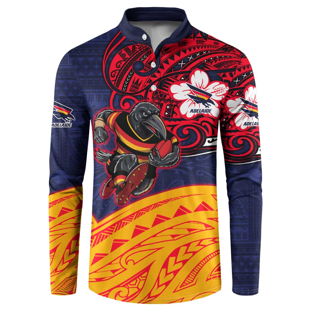 Adelaide Crow Mascot Button Sweatshirt Polynesian Tribal Pattern Bold Island Style