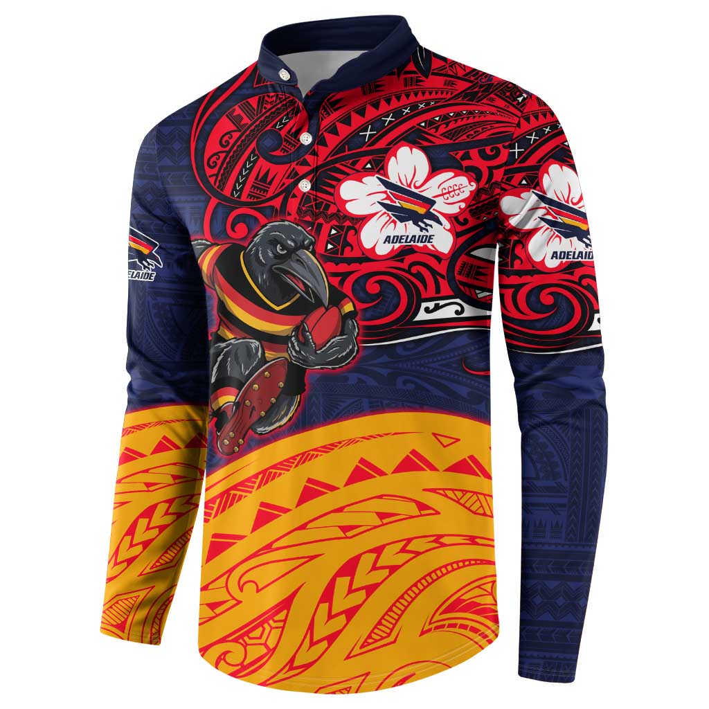Adelaide Crow Mascot Button Sweatshirt Polynesian Tribal Pattern Bold Island Style