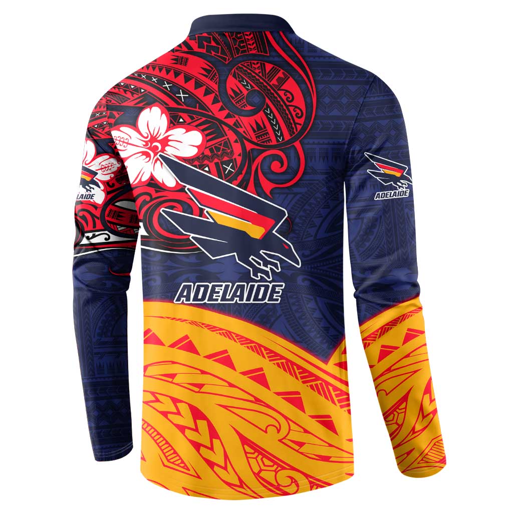 Adelaide Crow Mascot Button Sweatshirt Polynesian Tribal Pattern Bold Island Style