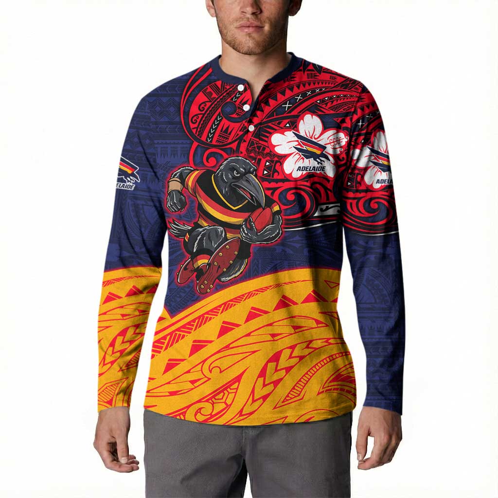 Adelaide Crow Mascot Button Sweatshirt Polynesian Tribal Pattern Bold Island Style