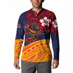 Adelaide Crow Mascot Button Sweatshirt Polynesian Tribal Pattern Bold Island Style