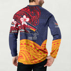 Adelaide Crow Mascot Button Sweatshirt Polynesian Tribal Pattern Bold Island Style