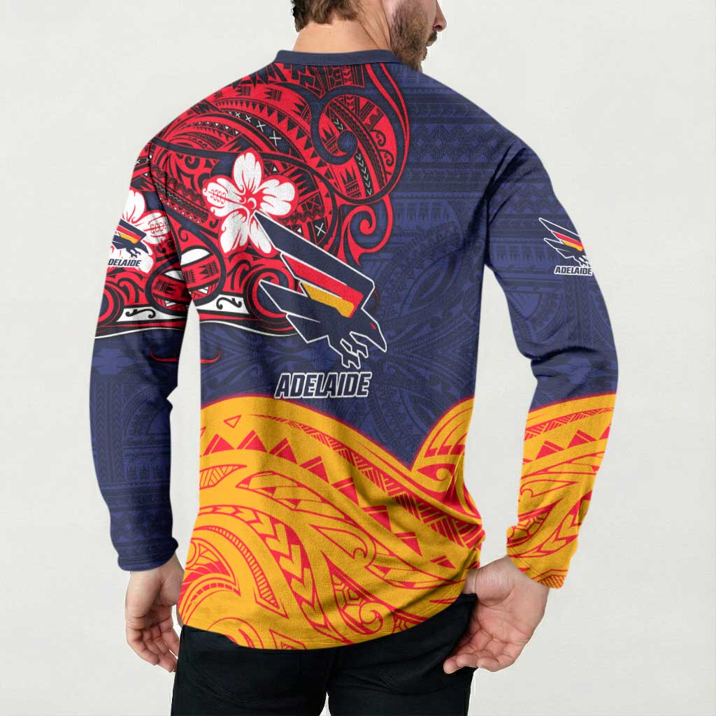 Adelaide Crow Mascot Button Sweatshirt Polynesian Tribal Pattern Bold Island Style