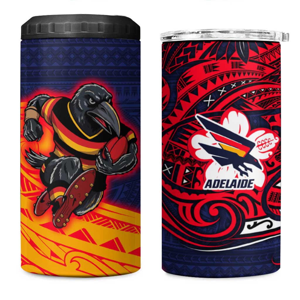 Adelaide Crow Mascot 4 in 1 Can Cooler Tumbler Polynesian Tribal Pattern Bold Island Style