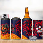 Adelaide Crow Mascot 4 in 1 Can Cooler Tumbler Polynesian Tribal Pattern Bold Island Style