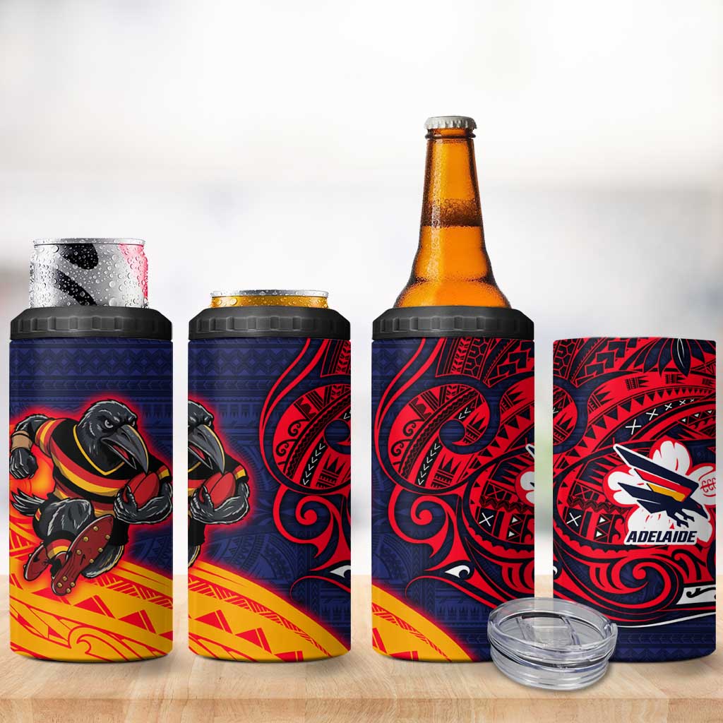 Adelaide Crow Mascot 4 in 1 Can Cooler Tumbler Polynesian Tribal Pattern Bold Island Style