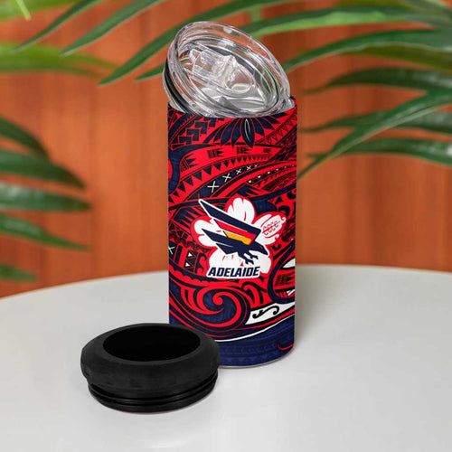 Adelaide Crow Mascot 4 in 1 Can Cooler Tumbler Polynesian Tribal Pattern Bold Island Style