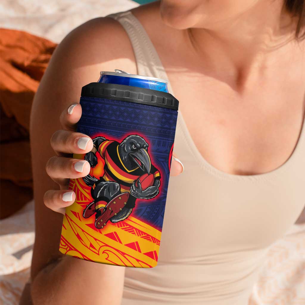 Adelaide Crow Mascot 4 in 1 Can Cooler Tumbler Polynesian Tribal Pattern Bold Island Style