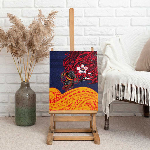 Adelaide Crow Mascot Canvas Wall Art Polynesian Tribal Pattern Bold Island Style