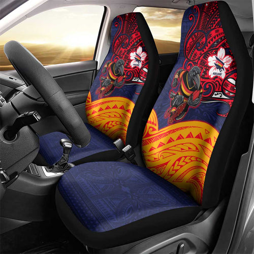 Adelaide Crow Mascot Car Seat Cover Polynesian Tribal Pattern Bold Island Style