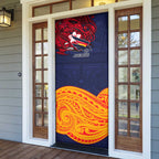 Adelaide Crow Mascot Door Cover Polynesian Tribal Pattern Bold Island Style