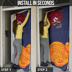 Adelaide Crow Mascot Door Cover Polynesian Tribal Pattern Bold Island Style