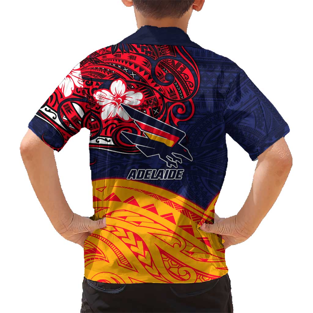 Adelaide Crow Mascot Family Matching Off Shoulder Short Dress and Hawaiian Shirt Polynesian Tribal Pattern Bold Island Style