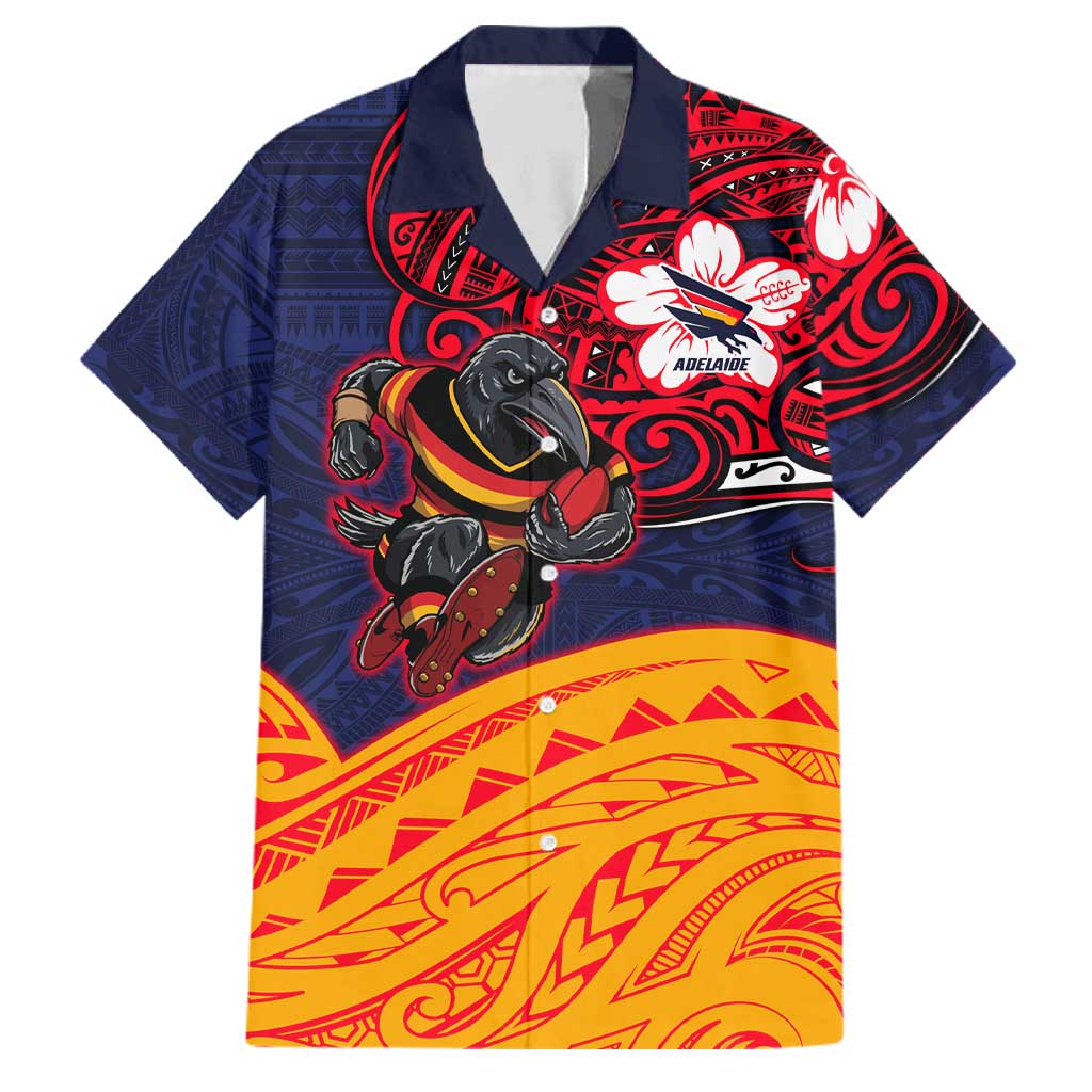 Adelaide Crow Mascot Family Matching Off Shoulder Short Dress and Hawaiian Shirt Polynesian Tribal Pattern Bold Island Style