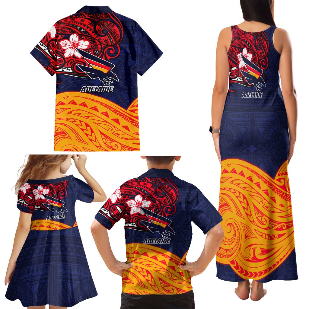 Adelaide Crow Mascot Family Matching Tank Maxi Dress and Hawaiian Shirt Polynesian Tribal Pattern Bold Island Style