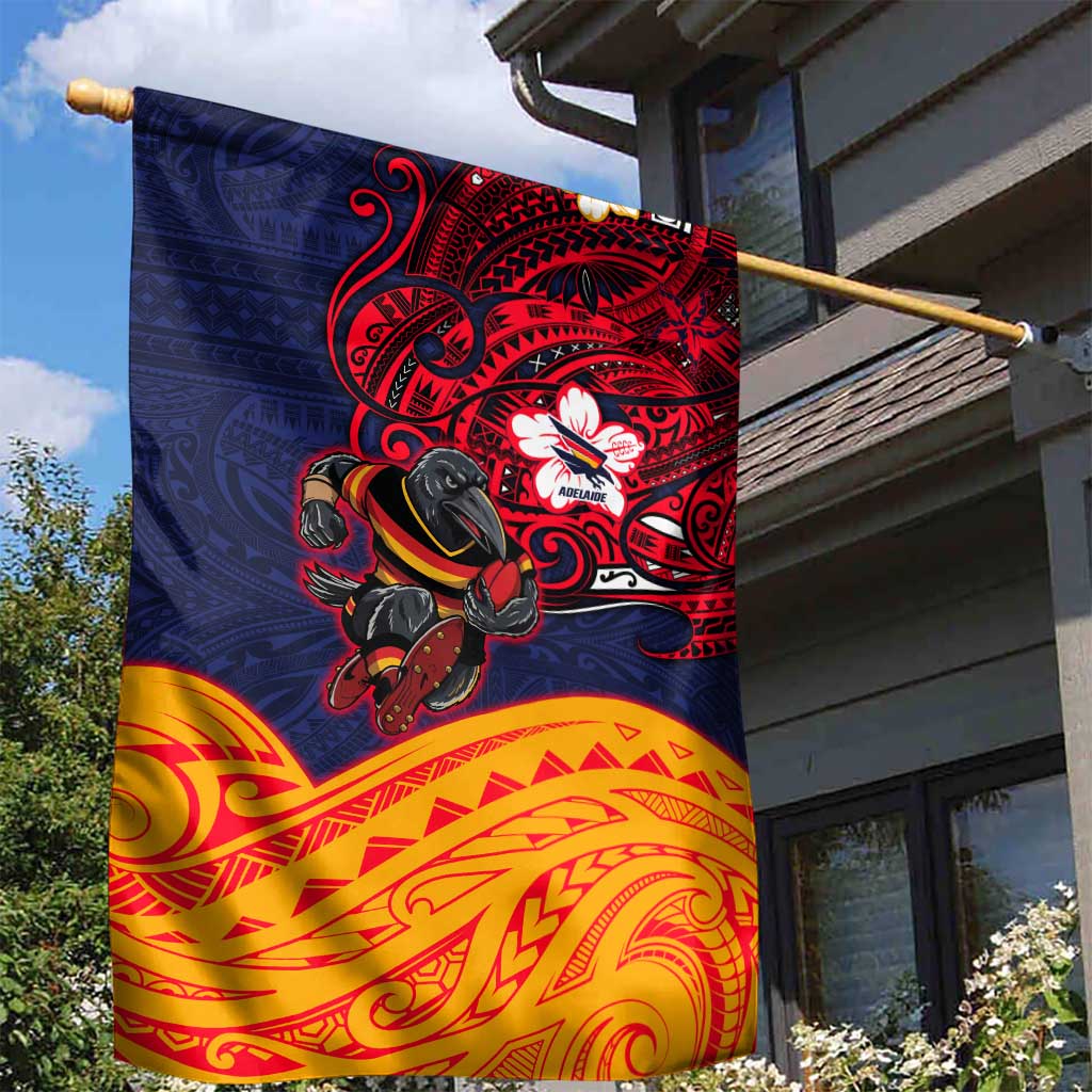 Adelaide Crow Mascot Garden Flag Polynesian Tribal Pattern Bold Island Style