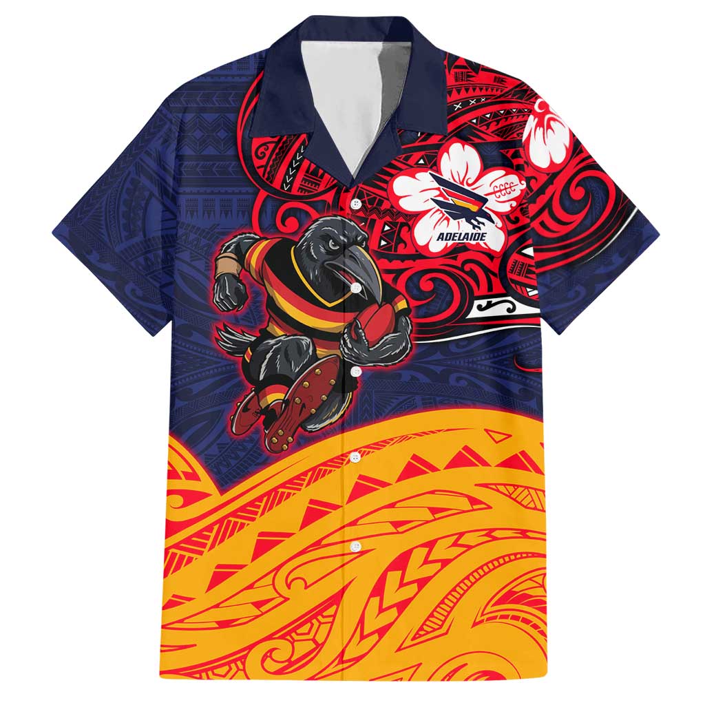 Adelaide Crow Mascot Hawaiian Shirt Polynesian Tribal Pattern Bold Island Style