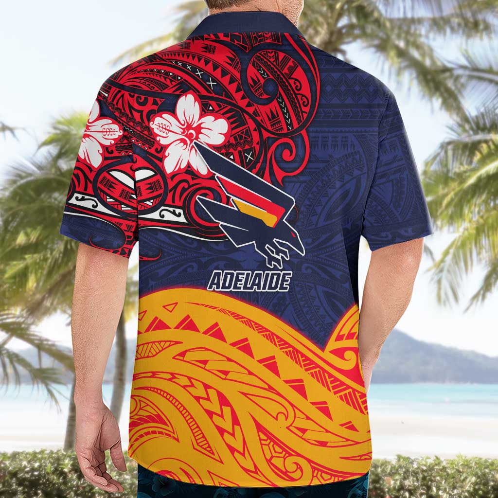 Adelaide Crow Mascot Hawaiian Shirt Polynesian Tribal Pattern Bold Island Style