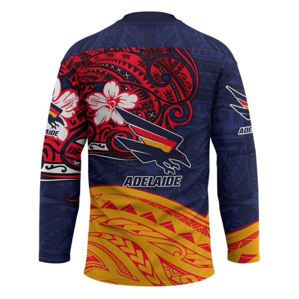 Adelaide Crow Mascot Hockey Jersey Polynesian Tribal Pattern Bold Island Style