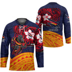 Adelaide Crow Mascot Hockey Jersey Polynesian Tribal Pattern Bold Island Style