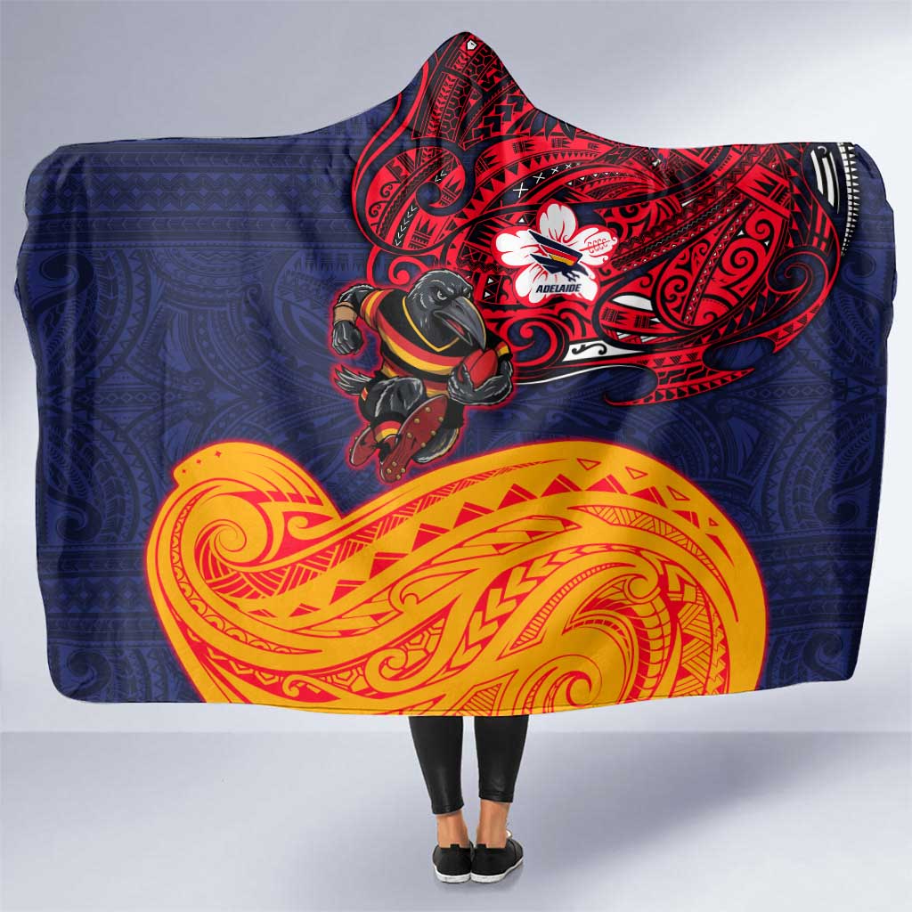 Adelaide Crow Mascot Hooded Blanket Polynesian Tribal Pattern Bold Island Style